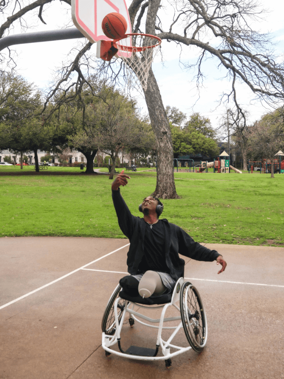 Travis Wilson shooting a basketball