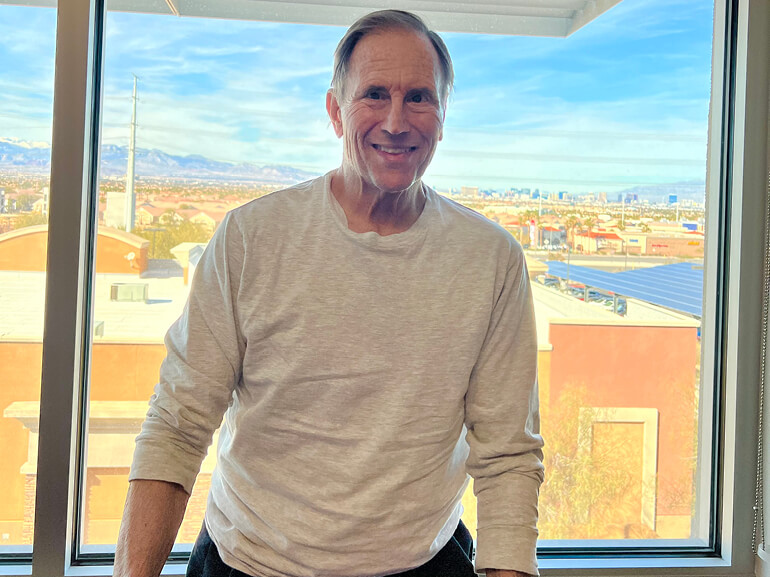Tom May smiles after his rehabilitation.